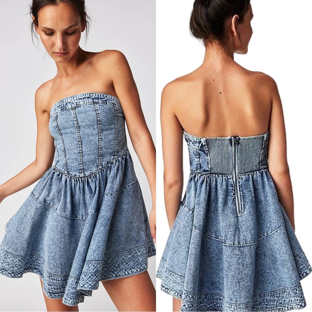 Free People Blue Denim Mini Dress